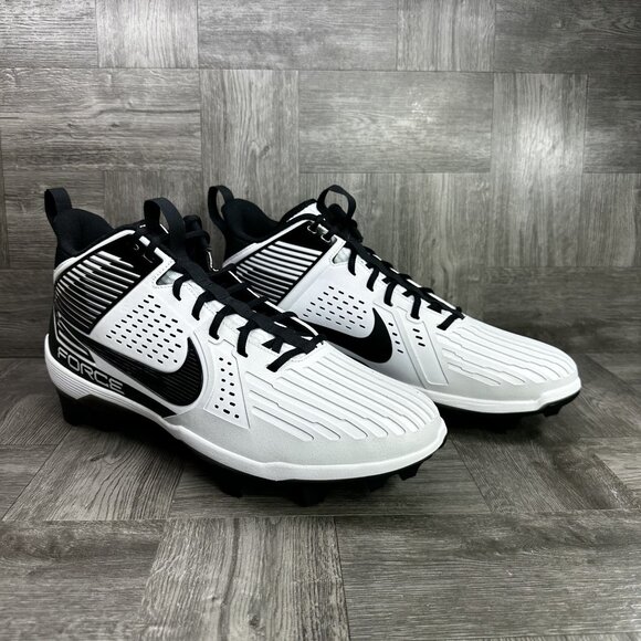 Nike Alpha Menace Strong Men's size 15 White Black Football Cleats DA5453-101 - Picture 3 of 8